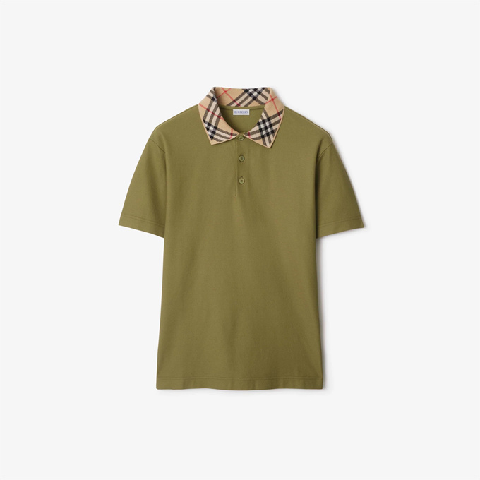 burberry vintage check collar cotton pique polo shirt